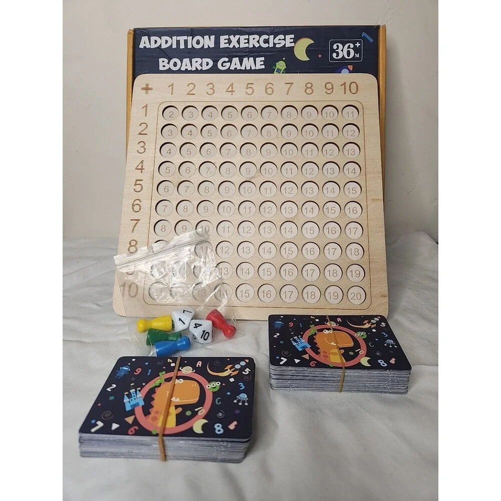 Math Addition Exercise Board Game for ages 3+ Montressori Type Instruction